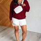 All Out Comfort V-Neck Pullover in Red Merlot