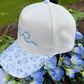 RTS Blue Embroidered Bow Floral Hat
