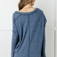 Basically Freezing Brushed Hacci Top in Dusty Blue