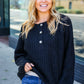 Casual Living Black Loose Knit Henley Button Sweater