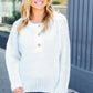 Casual Living White Loose Knit Henley Button Sweater