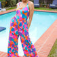 Summer Vibes Multicolor Abstract Floral Sleeveless Wide Leg Jumpsuit