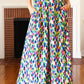 Stand Out Navy & Green Abstract Print Smocked Waist Palazzo Pants