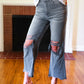 Cut Loose Ash Black High Rise Washed Distressed Cropped Pants