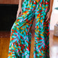 Summer Vibes Green & Orange Abstract Print Smocked Palazzo Pants