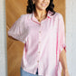 Boxy Striped Button Up in Hot Pink