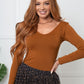 Bring in the Basics Seamless Reversible V-Neck Caramel