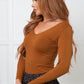 Bring in the Basics Seamless Reversible V-Neck Caramel