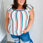 Multicolor Striped Raglan Flutter Sleeve Top