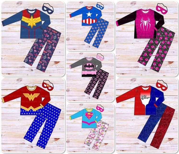 Superhero Loungewear Set - Girl Red White & Blue