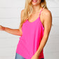 Hot Pink Adjustable Strap V Neck Lined Cami