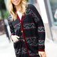 Classic Burgundy Holiday Print Button Cardigan