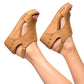 Carley Wedge Sandals in Caramel Smooth