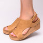 Carley Wedge Sandals in Caramel Smooth