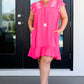 Carnival Flutter Sleeve Dress In Hot Pink