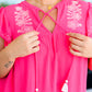 Carnival Flutter Sleeve Dress In Hot Pink