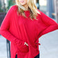 Going My Way Red Hacci Dolman Pocketed Sweater Top