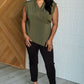 Classic Surplice Front Top in Olive