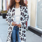 Boldly You Cream Fury Knit Animal Print Open Duster Cardigan