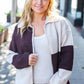 Cozy Up Brown Color Block Collared Zip Up Sweater