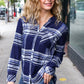 Casual Chic Blue Plaid Button Down Long Sleeve Top