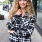 Casual Chic Black Plaid Button Down Long Sleeve Top