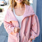 Beautiful You Blush Cinched Waist Zip Up Fleece Jacket