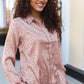 Diva Dreams Neude Animal Print Button Down Lace Shirt Top