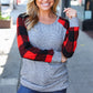 Adorable Red & Grey Striped Plaid Longline Raglan Top