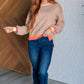 Conversational Moment Striped Trim Sweater