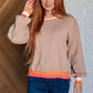 Conversational Moment Striped Trim Sweater