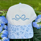 RTS Blue Embroidered Bow Floral Hat