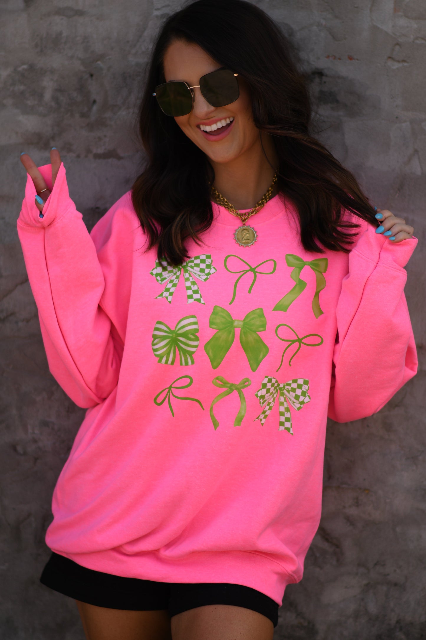 Neon Green Bows Sweatshirt