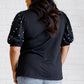 Diamonds and Pearls Puff Sleeve Top in Black