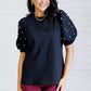 Diamonds and Pearls Puff Sleeve Top in Black