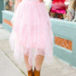 Feeling Femme' Blush Asymmetric Tiered Tulle Midi Skirt