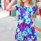 Everyday Blue & Pink Floral Ruffle Hem Dress