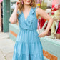 Find Romance Aquamarine Surplice Ruffle Tiered Dress