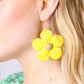 Canary Handwoven Straw Flower Dangle Earrings