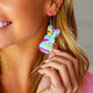 Multicolor Abstract Easter Bunny Dangle Earrings