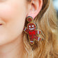 Gingerbread Man Beaded Dangle Earrings