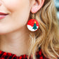 Red Christmas Tree Snow Round Clay Earrings
