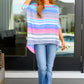 Essential Blouse in Teal and Grey Multi Stripe