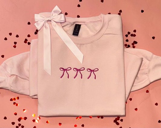 Pink Bows Embroidered Sweatshirt