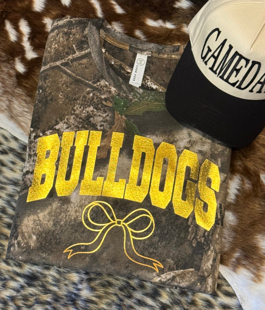 Custom Gold Foil Mascot Bow Camo Tee