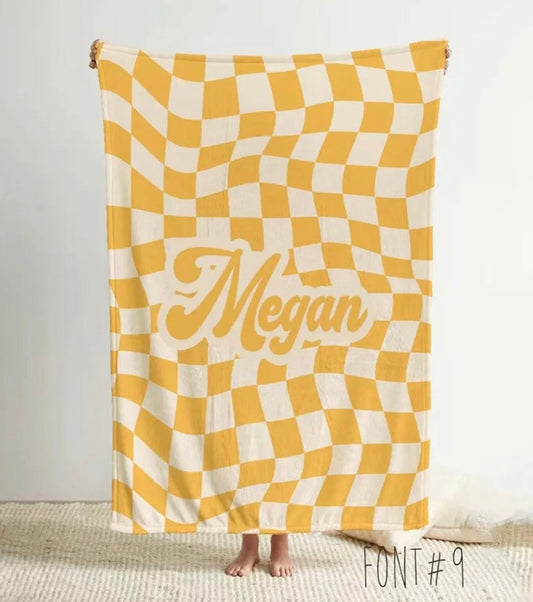 Custom Checkered Name Blanket Pre Order