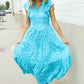 Find Love Blue Boho Print Flutter Sleeve Fit & Flare Dress