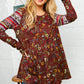 Burgundy Hacci Babydoll Ethnic Sleeve Top