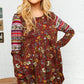 Burgundy Hacci Babydoll Ethnic Sleeve Top