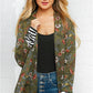Emerald Floral Stripe Cardigan with Thumbholes